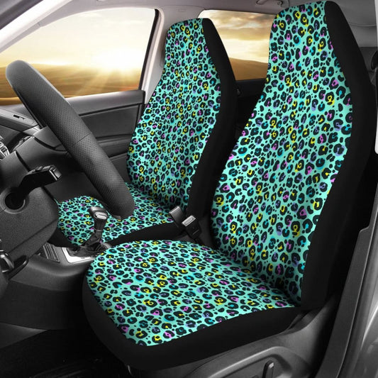 Turquoise Leopard Skin Print Car Seat Covers