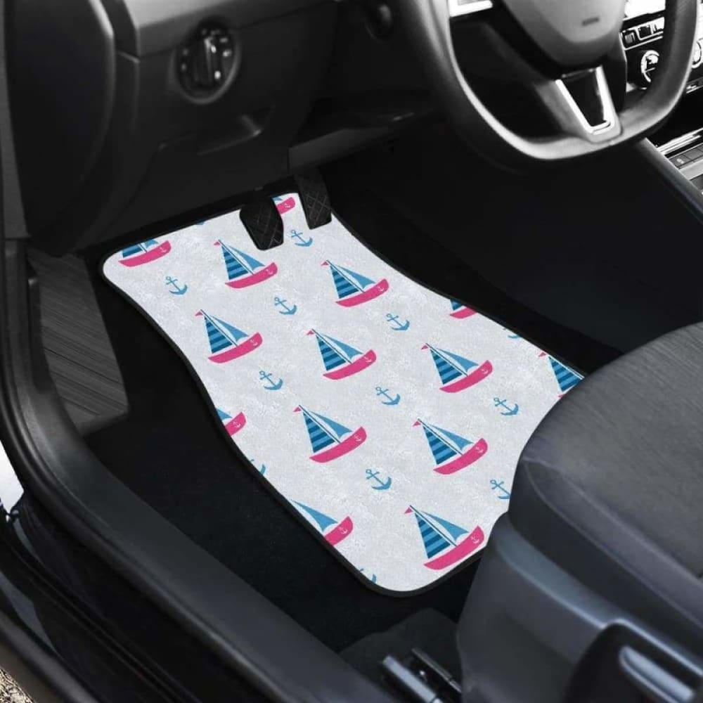 Sailboat Anchor Pattern Front And Back Car Mats