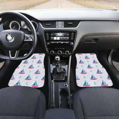 Sailboat Anchor Pattern Front And Back Car Mats