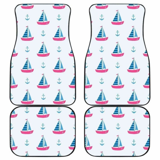 Sailboat Anchor Pattern Front And Back Car Mats