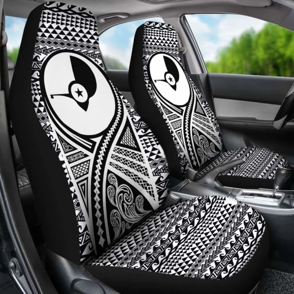 Yap Car Seat Cover - Yap Flag Polynesian Tattoo Black -