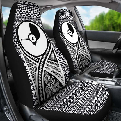 Yap Car Seat Cover - Yap Flag Polynesian Tattoo Black -