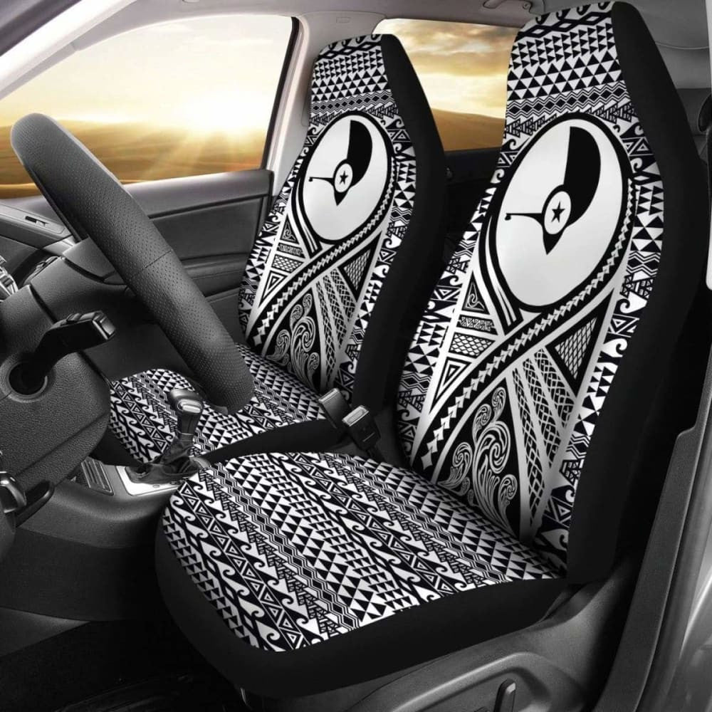 Yap Car Seat Cover - Yap Flag Polynesian Tattoo Black -