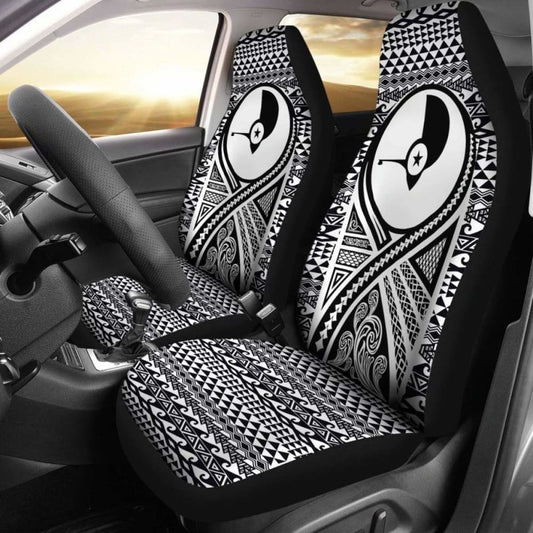 Yap Car Seat Cover - Yap Flag Polynesian Tattoo Black -