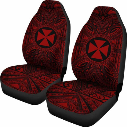 Wallis And Futuna Car Seat Cover - Wallis And Futuna Coat Of Arms Polynesian Red Black
