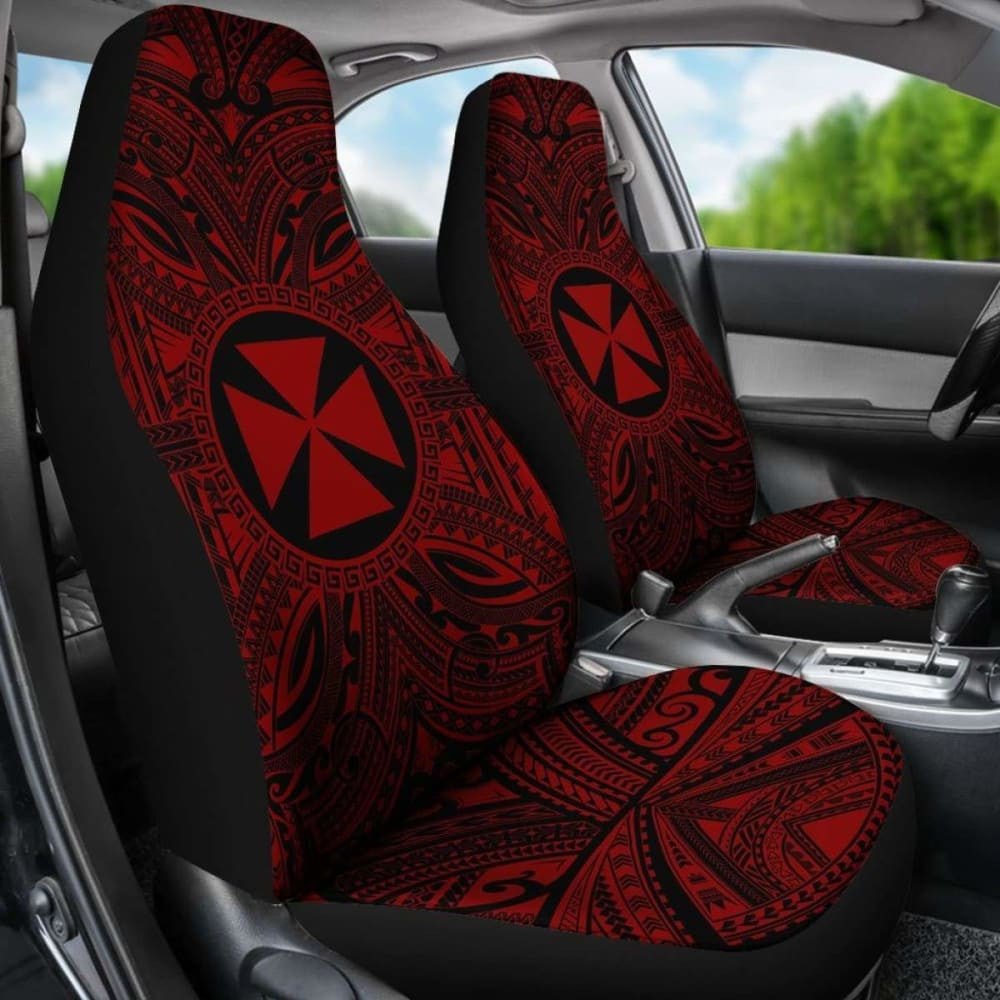 Wallis And Futuna Car Seat Cover - Wallis And Futuna Coat Of Arms Polynesian Red Black