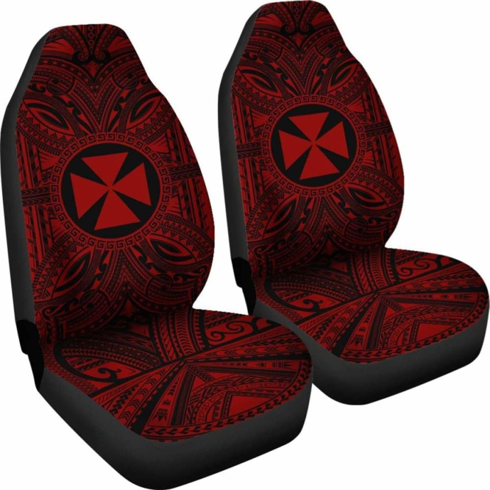 Wallis And Futuna Car Seat Cover - Wallis And Futuna Coat Of Arms Polynesian Red Black