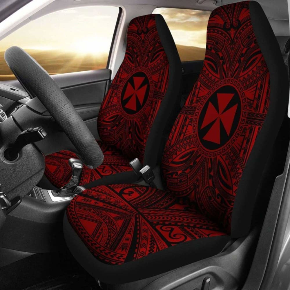 Wallis And Futuna Car Seat Cover - Wallis And Futuna Coat Of Arms Polynesian Red Black