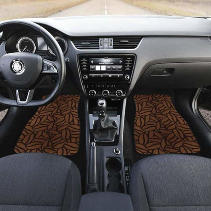 Coffee Bean Pattern Front And Back Car Mats