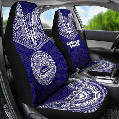 American Samoa Car Seat Cover - American Samoa Seal Polynesian Chief Tattoo Red Version Blue -