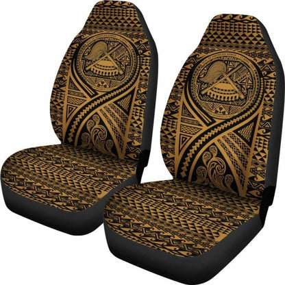 American Samoa Car Seat Cover - American Samoa Seal Polynesian Tattoo Gold -