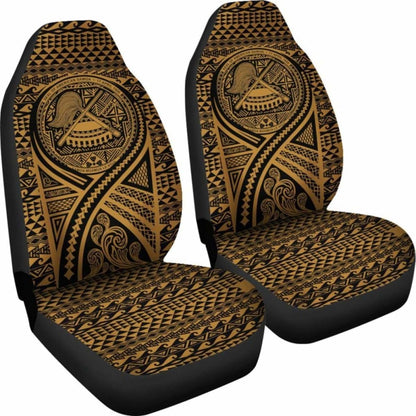 American Samoa Car Seat Cover - American Samoa Seal Polynesian Tattoo Gold -