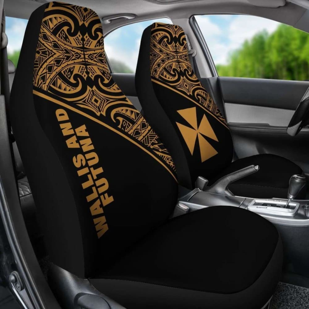 Wallis And Futuna Polynesian Car Seat Covers - Gold Curve -