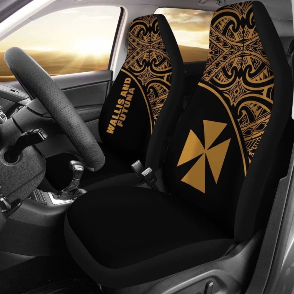 Wallis And Futuna Polynesian Car Seat Covers - Gold Curve -
