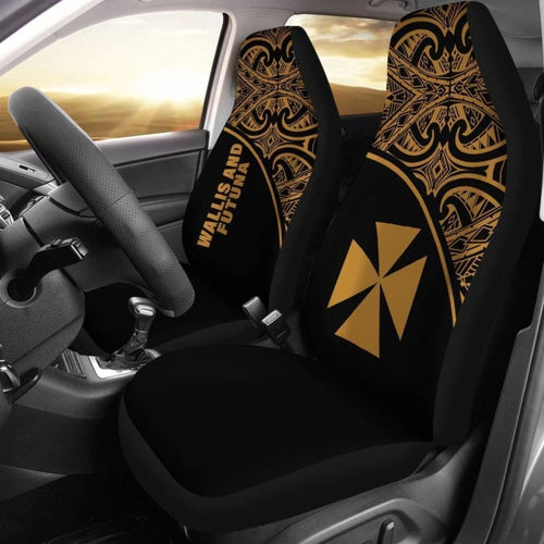 Wallis And Futuna Polynesian Car Seat Covers - Gold Curve -