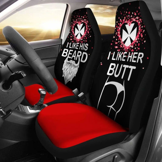 Wallis And Futuna Car Seat Covers Couple Valentine Her Butt - His Beard (Set Of Two)