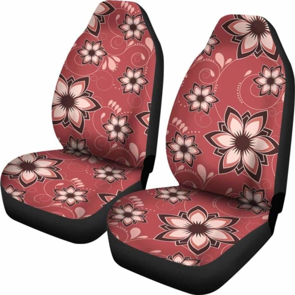 Red Floral Pattern Car Seat Covers