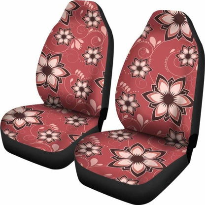 Red Floral Pattern Car Seat Covers