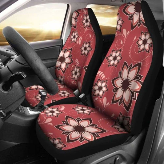Red Floral Pattern Car Seat Covers