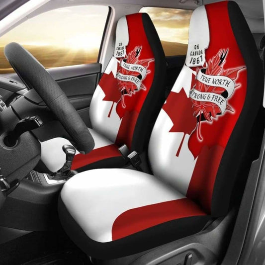 Canada Day True North Strong And Free Maple Leaf Car Seat Covers