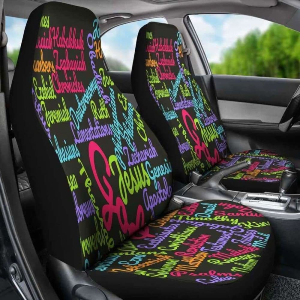 Christianity Holy Bible Books Pink Mixed Colors Car Seat Cover