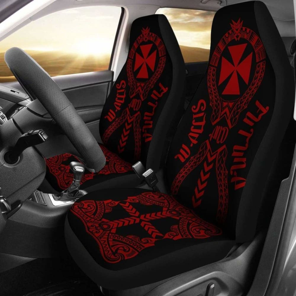 Wallis And Futuna Car Seat Covers Polynesian Tribal Red