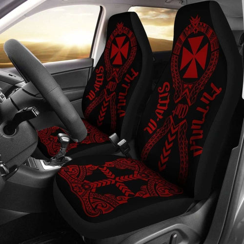 Wallis And Futuna Car Seat Covers Polynesian Tribal Red