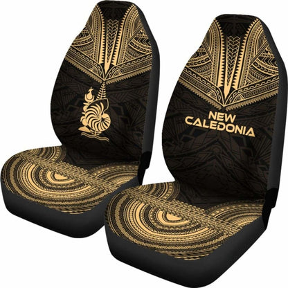 New Caledonia Car Seat Cover - New Caledonia Coat Of Arms Polynesian Chief Tattoo Gold Version -