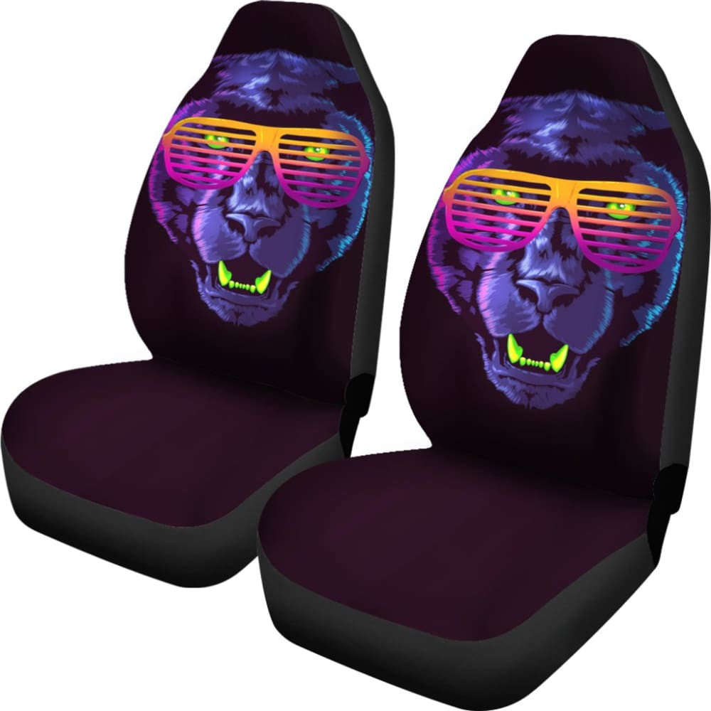 Badass Panther With Glasses Car Seat Covers