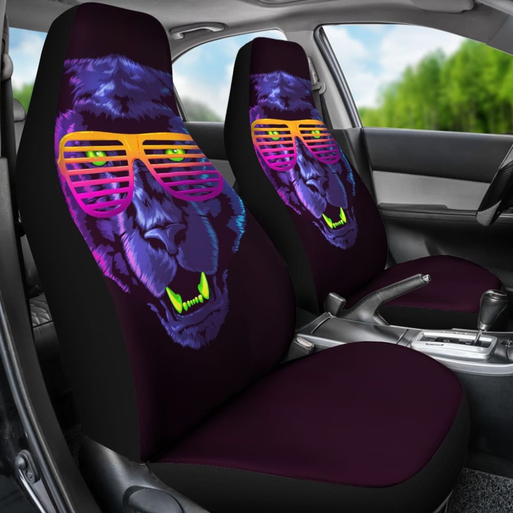 Badass Panther With Glasses Car Seat Covers