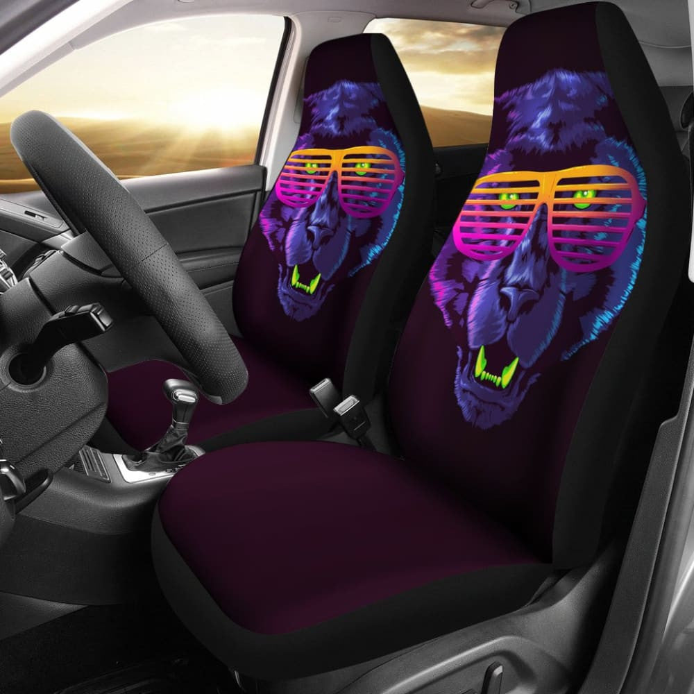 Badass Panther With Glasses Car Seat Covers