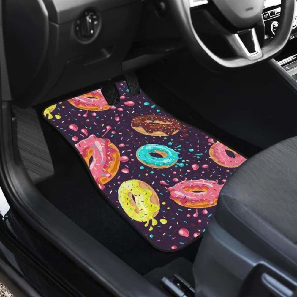 Colorful Donut Glaze Pattern Front And Back Car Mats