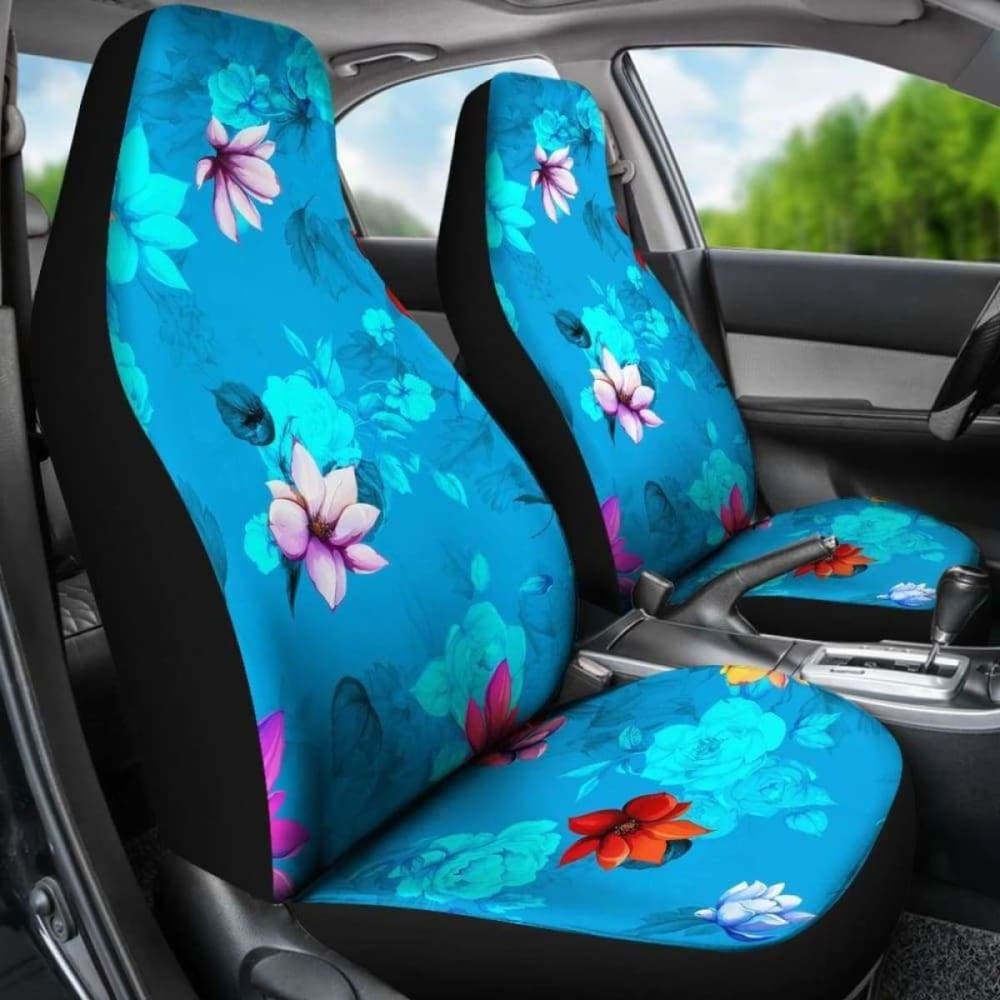 Blue Flowers Car Seat Covers