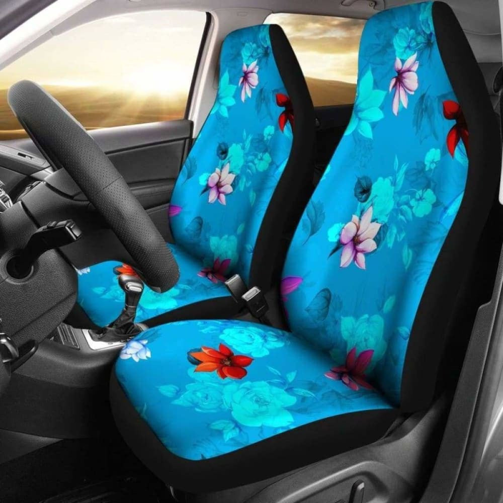 Blue Flowers Car Seat Covers