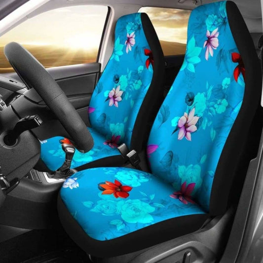 Blue Flowers Car Seat Covers
