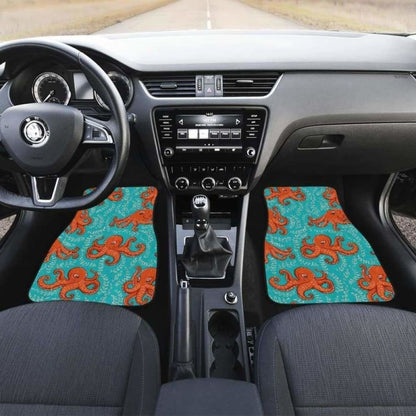 Octopus Turquoise Background Front And Back Car Mats