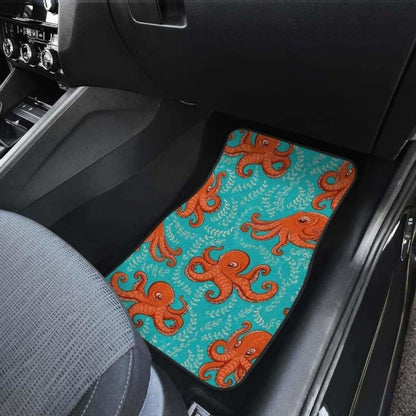 Octopus Turquoise Background Front And Back Car Mats