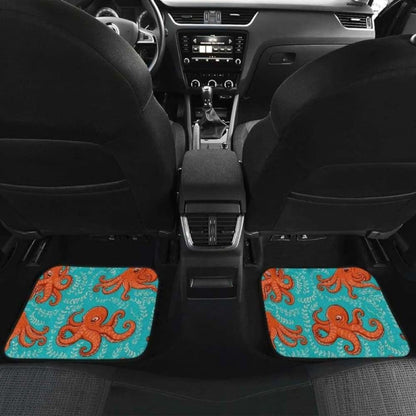 Octopus Turquoise Background Front And Back Car Mats