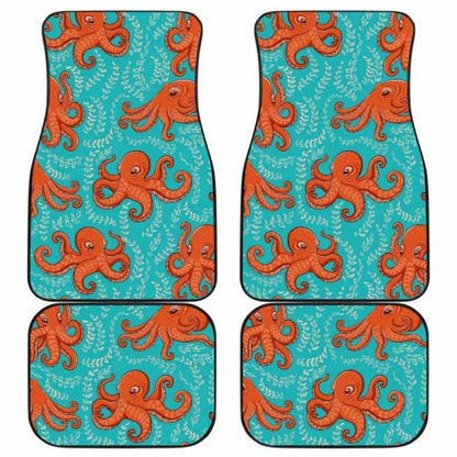 Octopus Turquoise Background Front And Back Car Mats