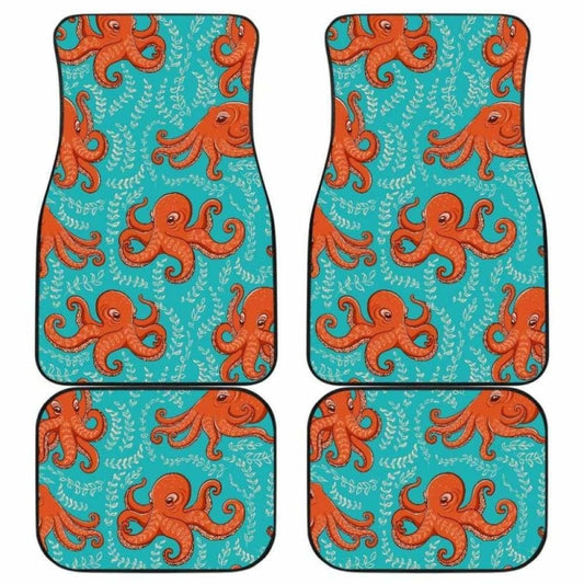 Octopus Turquoise Background Front And Back Car Mats