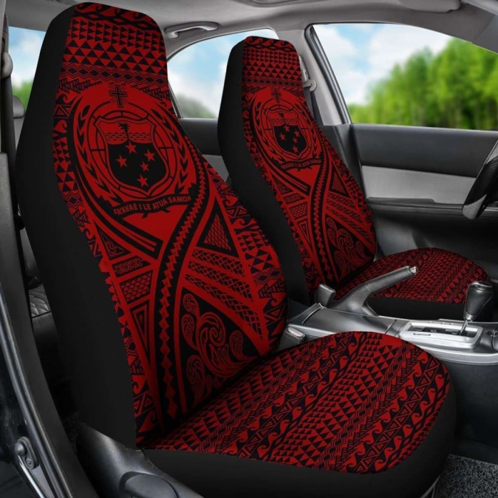 Samoa Car Seat Cover - Samoa Coat Of Arms Polynesian Tattoo Red -