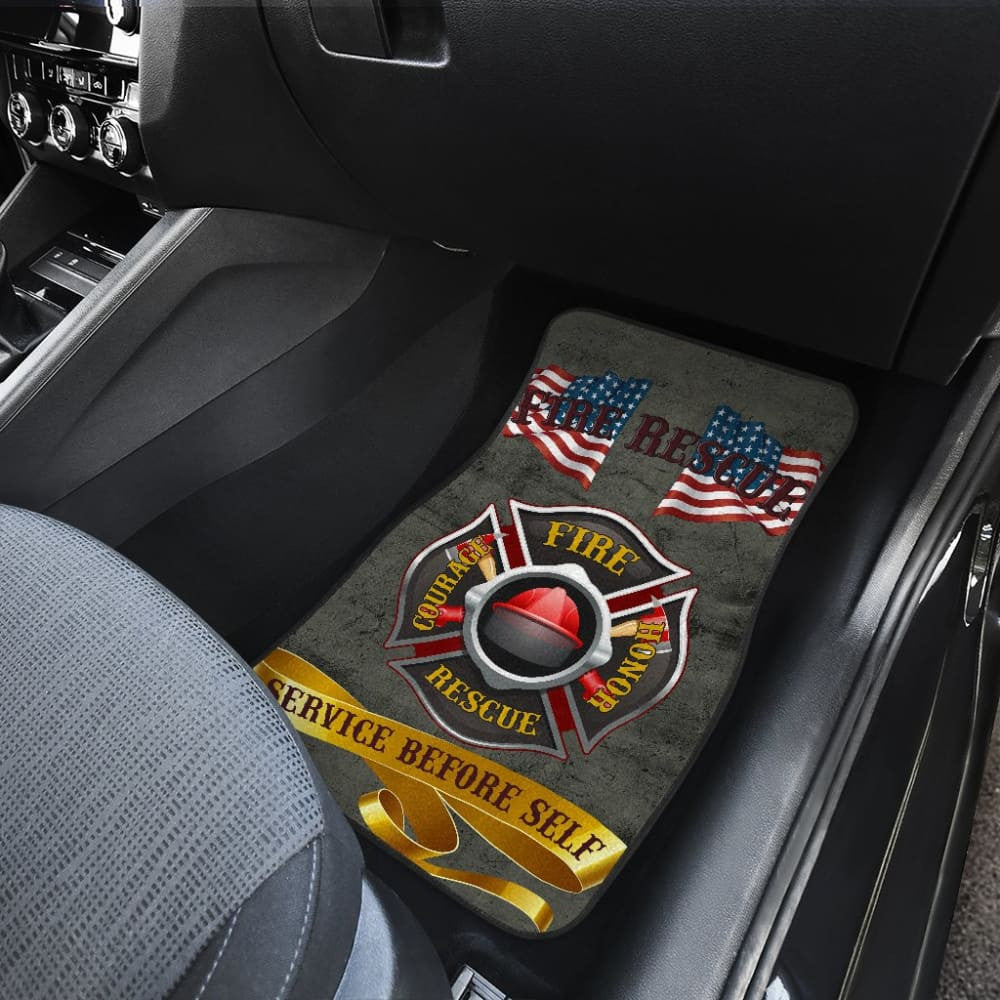 Proud To Be A Firefighter - Fire Rescue Hero - Service Before Self Car Floor Mats