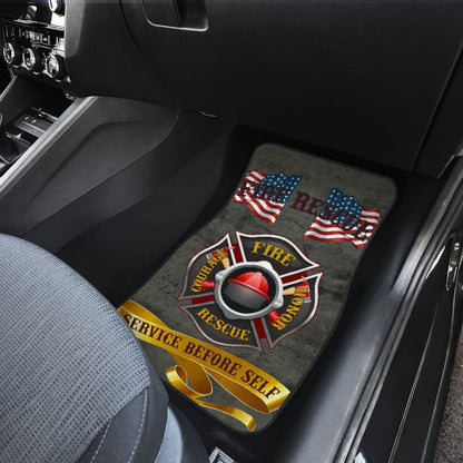 Proud To Be A Firefighter - Fire Rescue Hero - Service Before Self Car Floor Mats
