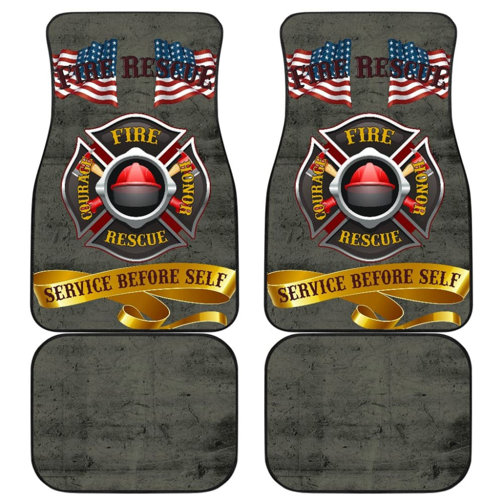Proud To Be A Firefighter - Fire Rescue Hero - Service Before Self Car Floor Mats