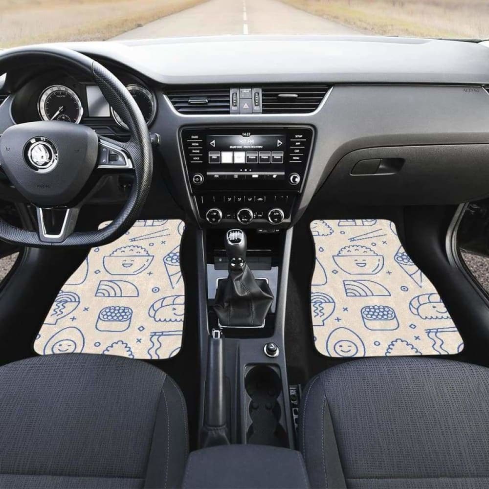 Cute Sushi Icon Pattern Front And Back Car Mats