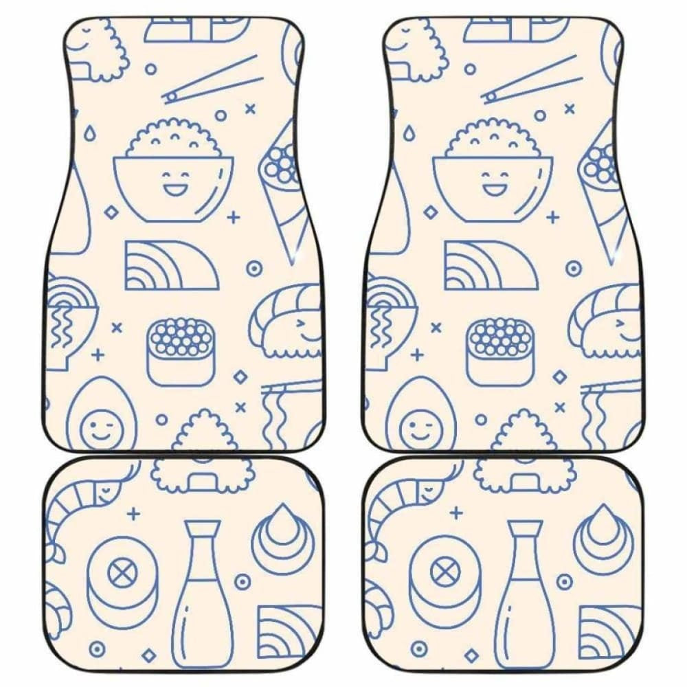 Cute Sushi Icon Pattern Front And Back Car Mats