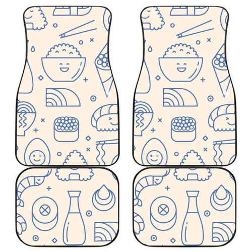 Cute Sushi Icon Pattern Front And Back Car Mats