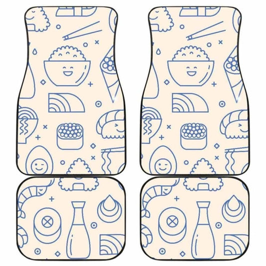 Cute Sushi Icon Pattern Front And Back Car Mats
