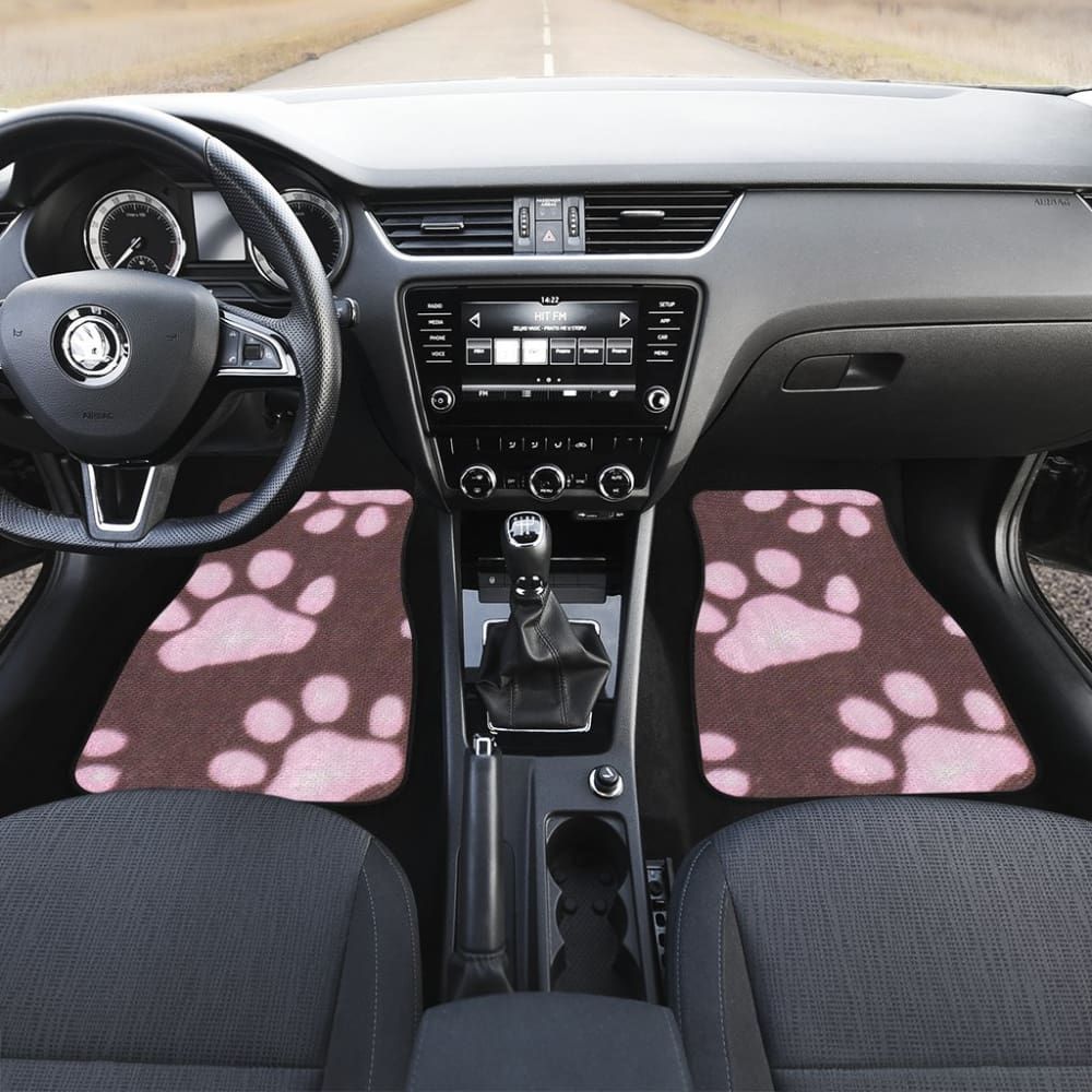 Car Floor Mats Pink Colorful Paw Print