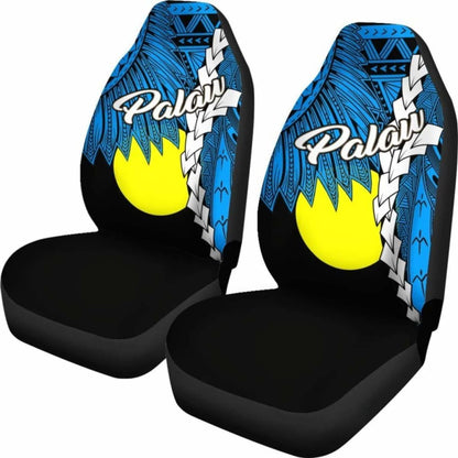Palau Polynesian Car Seat Covers - Tribal Wave Tattoo Flag Style -